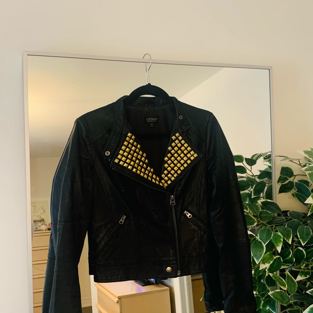Top shop studded leather jacket